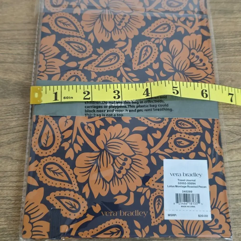 Vera Bradley Travel Journal Lotus Montage Roasted Pecan New Sealed